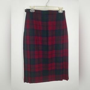 Jedburgh Kiltmakers Lindsay Tartan Midi Skirt Red and Green Wool US12 (6439)